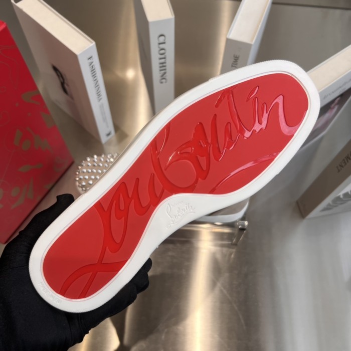 Christian Louboutin CL High Top Skateboard Shoes Beige