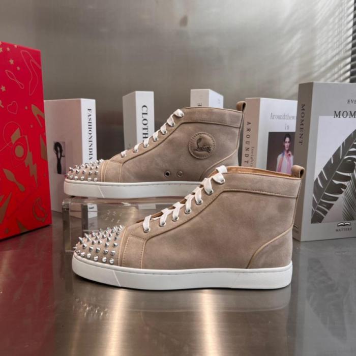 Christian Louboutin CL High Top Skateboard Shoes Beige