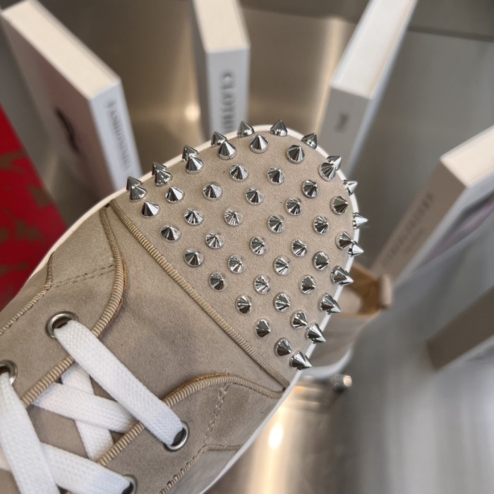 Christian Louboutin CL High Top Skateboard Shoes Beige