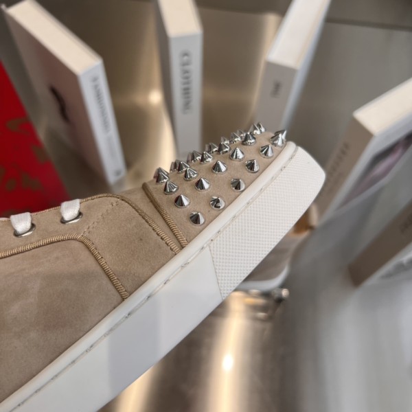 Christian Louboutin CL High Top Skateboard Shoes Beige