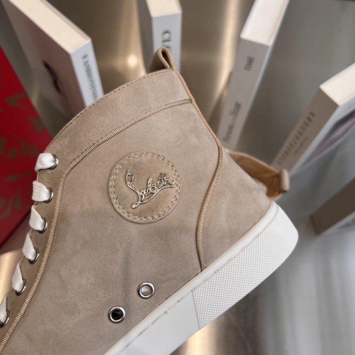 Christian Louboutin CL High Top Skateboard Shoes Beige