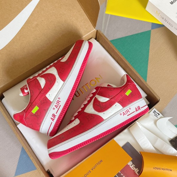 Louis Vuitton Nike Air Force 1 Low By Virgil Abloh White Red
