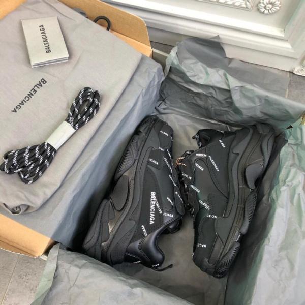 Balenciaga Triple S Allover Logo Black