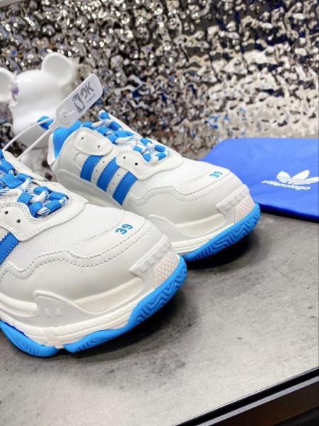 Balenciaga x adidas Triple S White Blue