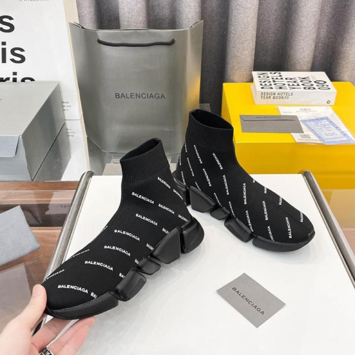 Balenciaga Speed Trainer 2.0 All Over Logo Black White