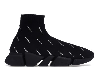 Balenciaga Speed Trainer 2.0 All Over Logo Black White