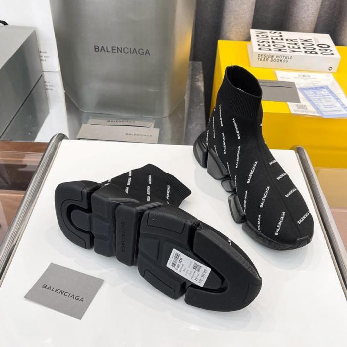Balenciaga Speed Trainer 2.0 All Over Logo Black White