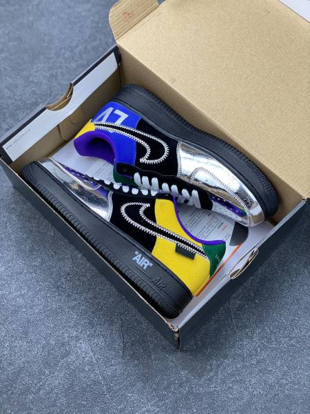 Louis Vuitton Nike Air Force 1 Low By Virgil Abloh Black Metallic Silver