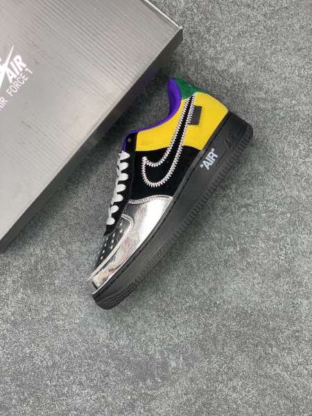 Louis Vuitton Nike Air Force 1 Low By Virgil Abloh Black Metallic Silver