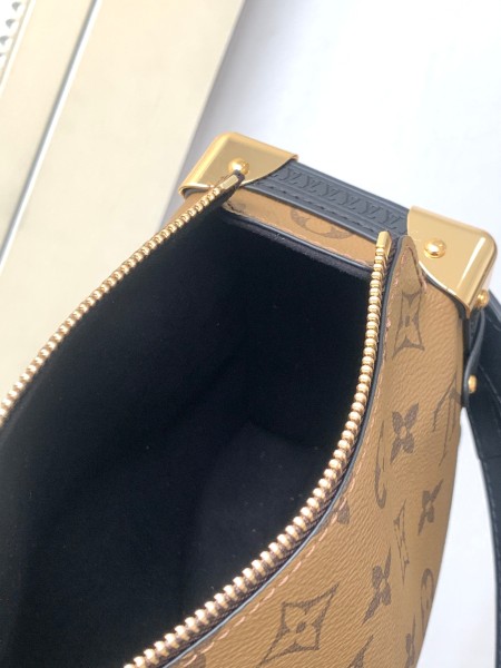 LOUIS VUITTON SIDE TRUNK Canvas Handbag Medium Women's Brown M27101 size 23.5*16.8.5cm