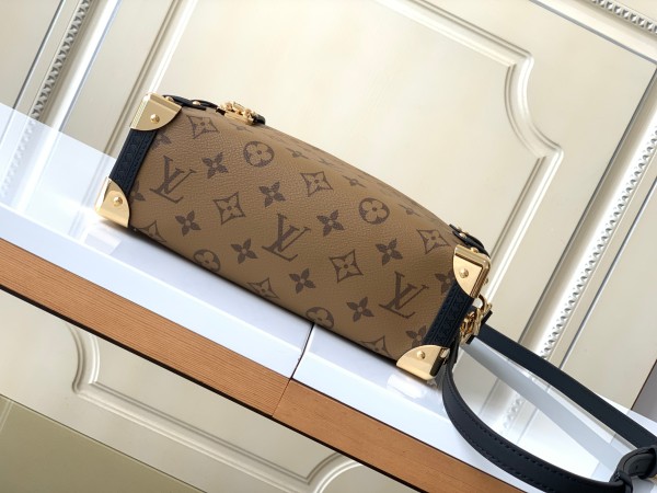 LOUIS VUITTON SIDE TRUNK Canvas Handbag Medium Women's Brown M27101 size 23.5*16.8.5cm