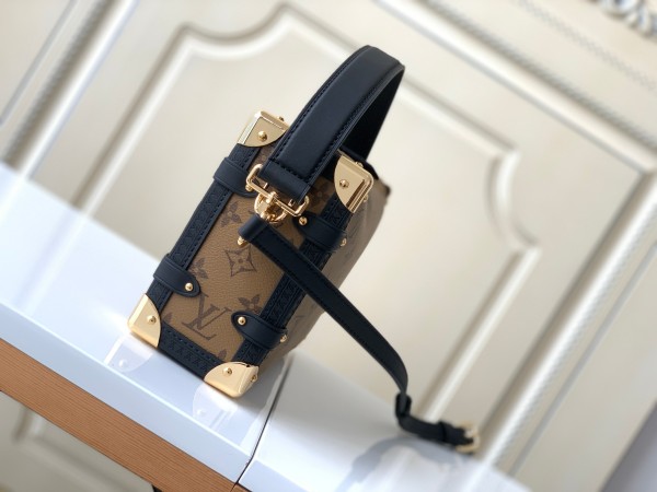 LOUIS VUITTON SIDE TRUNK Canvas Handbag Medium Women's Brown M27101 size 23.5*16.8.5cm