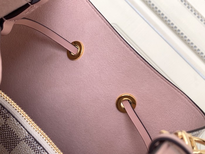 LOUIS VUITTON NOE Checkerboard Leather Bucket Bag, Portable Crossbody Bag, Shoulder Bag Women's Light Pink Rose N40152 size  25.91*17.53*25.91 cm