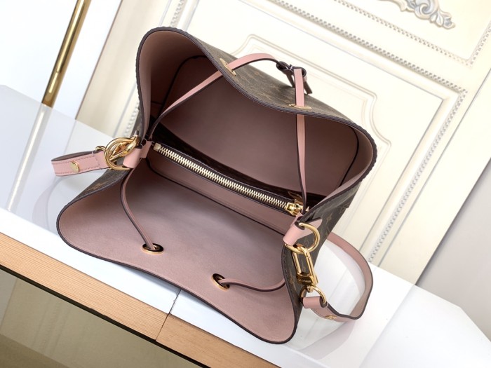 LOUIS VUITTON NOE Monogram Coated Canvas With Leather Bucket Bag, One Shoulder Handbag Women's Brown M44022 size 26*17.5*26 cm