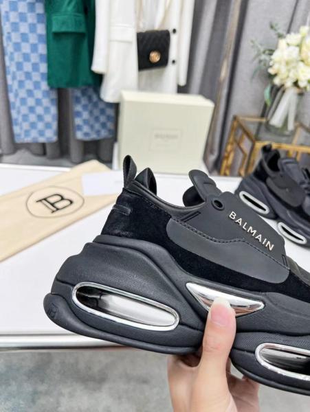 Balmain B-Bold Low-Top Black Suede