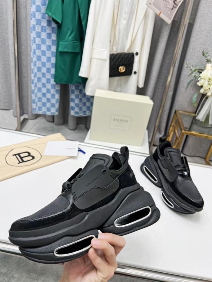 Balmain B-Bold Low-Top Black Suede