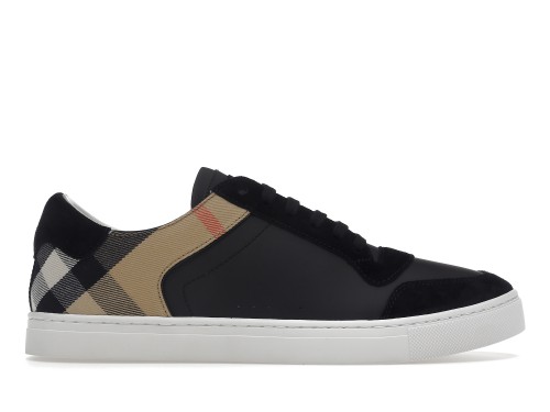 Burberry Leather Suede and House Check Sneakers Black Archive Beige White