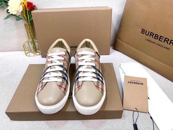 Burberry Bio-based Sole Vintage Check and Leather Sneakers Archive Beige (W)
