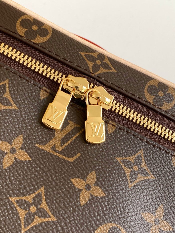 LOUIS VUITTON Canvas With Leather Makeup Bags Handbags Small Size Women's Brown M42265 size 24*14.5*18 cm