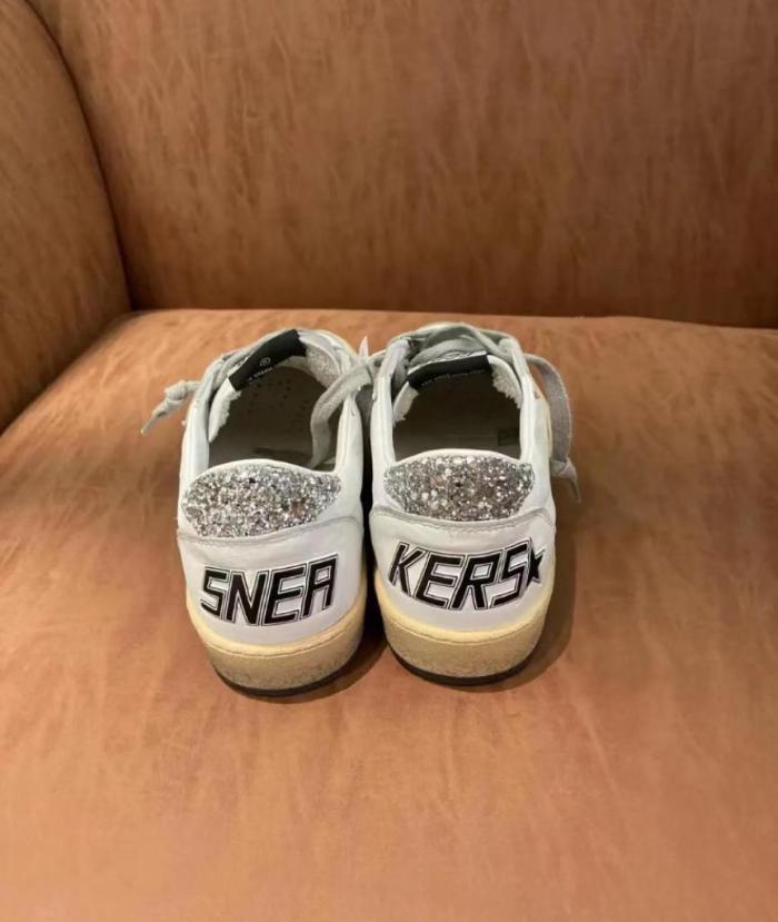 Golden Goose Ball Star White Silver Glitter