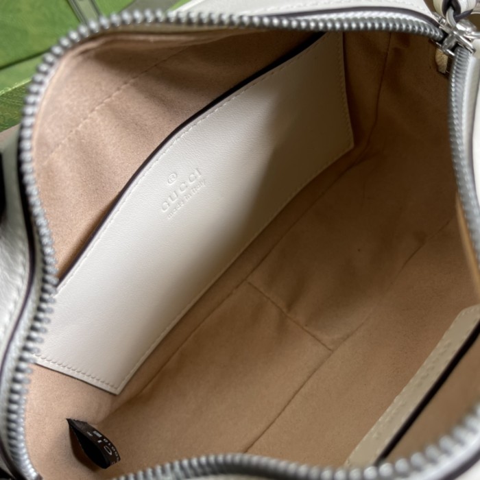 GUCCI GG Marmont Leather Camera Bag, Crossbody Bag, Shoulder Bag Women's White 634936-UM8BN-9022 size 18*6*12 cm