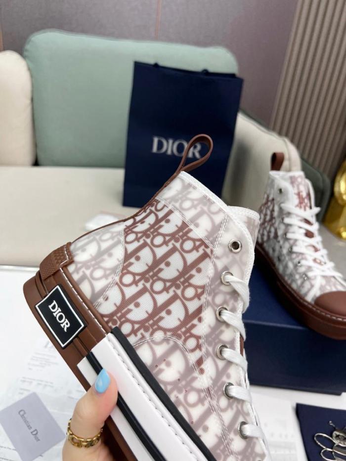 Dior B23 High Top Coffee White Dior Oblique
