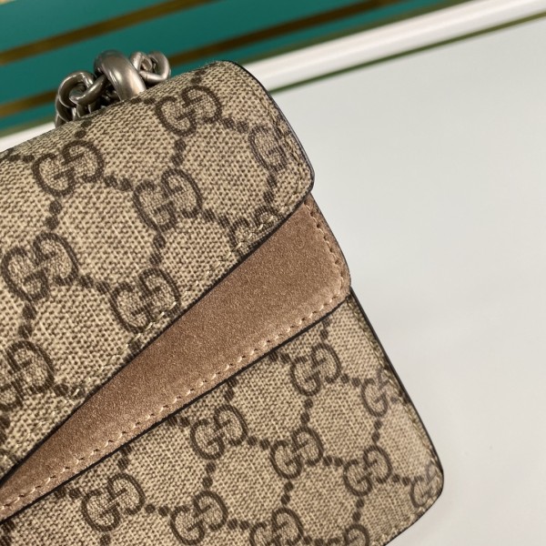 GUCCI Dionysus Canvas With Leather Canvas Bag With Flap Chain Bag Shoulder Bag Crossbody Bag Women's Ebony/Beige 499623-92TJN-8660 size 25*7*13.5 cm
