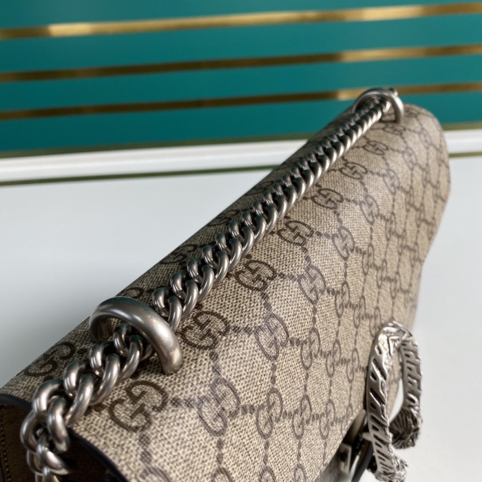 Gucci Dionysus Shoulder Bag Small GG Supreme Beige/Ebony 400249-KHNRN-8642 size 28*9*17 cm