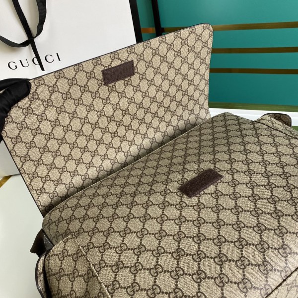 GUCCI Canvas With Leather Mommy Bag, Crossbody Bag, Shoulder Bag Women's Ebony/Brown 211131-KGDIG-8588 size 44*14*28 cm