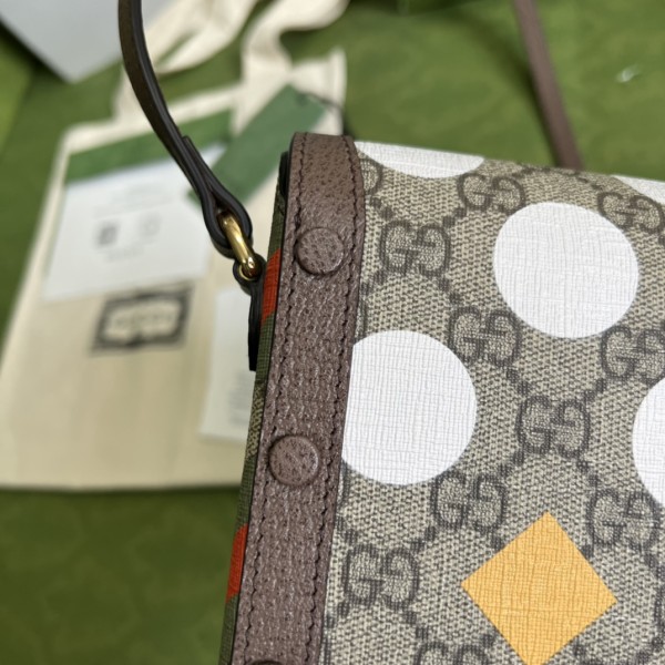 GUCCI Horsebit 1955 Canvas With Leather Cell Phone Pouch Shoulder Bag Crossbody Bag Mini Unisex Ebony/Brown 625615-UQHFG-8679 size 11.5*4*17 cm