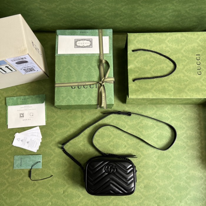 GUCCI Leather Camera Bag, Shoulder Bag Mini Women's Black 634936-DTDHV-1000 size 18*6*12 cm