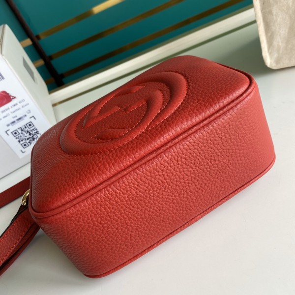 GUCCI Soho Leather Camera Bag, Crossbody Bag Small Women's Red 308364-A7M0G-6523 size 22*7.5*15.5 cm