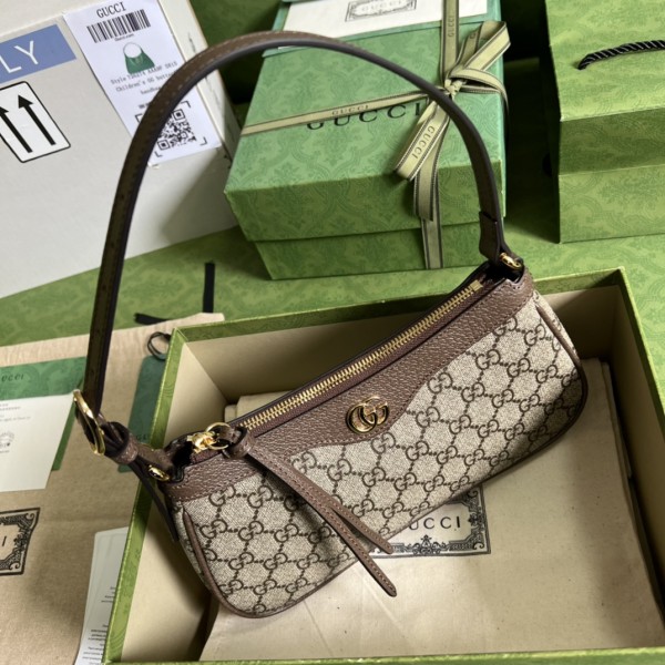 GUCCI Ophidia GG Monogram Small Handbag Women's Brown 735145 KAAAD 8358 size 25*6.5*15 cm
