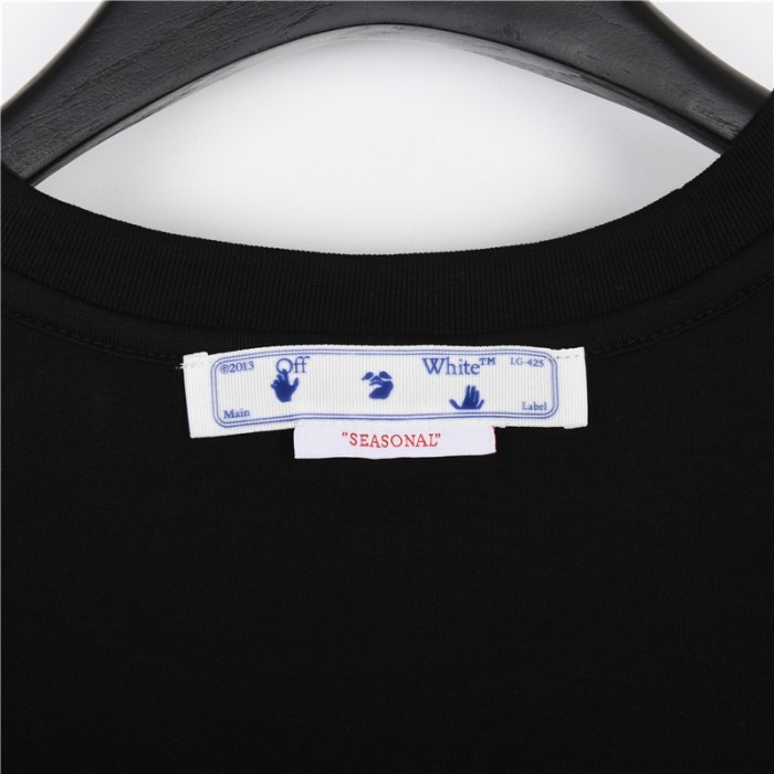OFF-WHITE SS22 Solid Color Cotton Printed Short Sleeve T-Shirt Men's Black