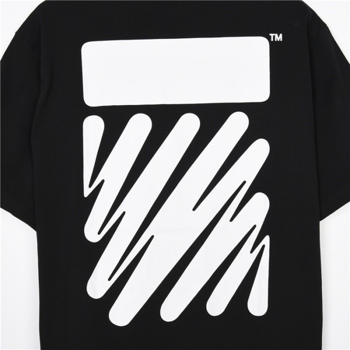 OFF-WHITE SS22 Solid Color Cotton Printed Short Sleeve T-Shirt Men's Black