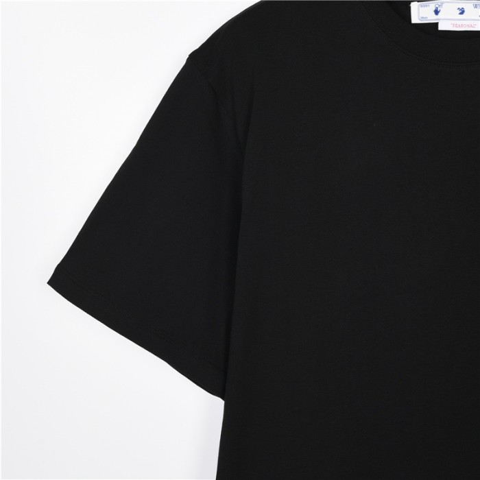 OFF-WHITE SS22 Solid Color Cotton Printed Short Sleeve T-Shirt Men's Black