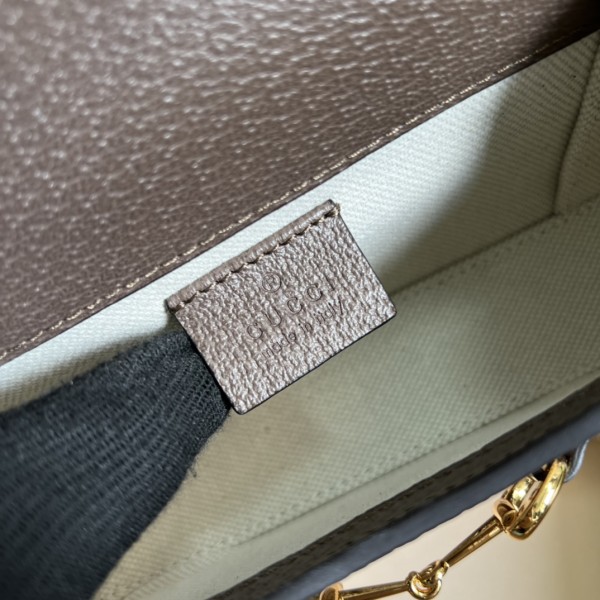 GUCCI Horsebit 1955 Canvas With Leather Binding Box Bag Shoulder Bag Crossbody Bag Mini Unisex Camel/Ebony 699296-UKMBG-2572 size 18*5*12 cm