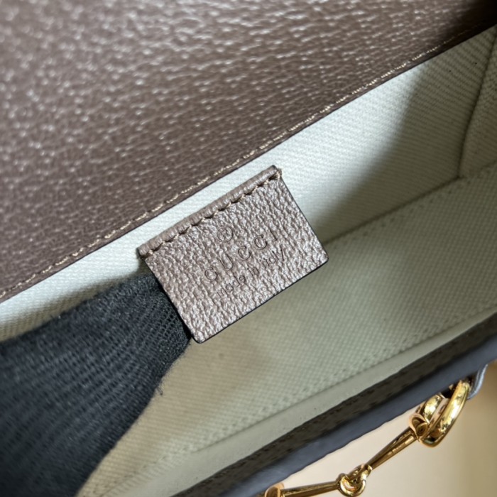 GUCCI Horsebit 1955 Canvas With Leather Binding Box Bag Shoulder Bag Crossbody Bag Mini Unisex Camel/Ebony 699296-UKMBG-2572 size 18*5*12 cm