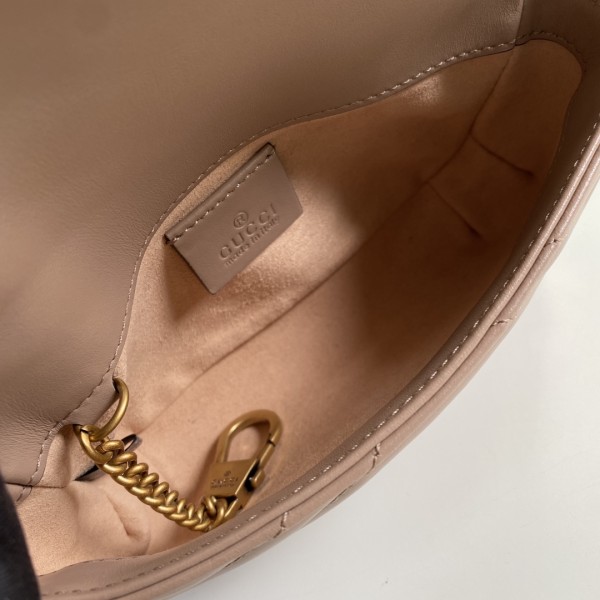 GUCCI GG Marmont Leather Crossbody Bag, Shoulder Bag Extra Mini Women's Milk Tea Nude 476433-DSVRT-5729 size 16.5*4.5*10 cm