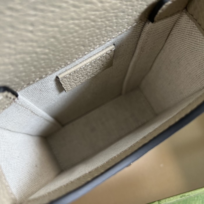 GUCCI Horsebit 1955 Logo Canvas Mini Phone Bag Box Shoulder Bag Beige 625615-92TCG-9761 size 11.5*4*17 cm