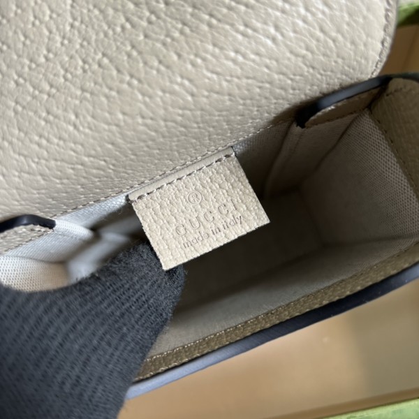 GUCCI Horsebit 1955 Logo Canvas Mini Phone Bag Box Shoulder Bag Beige 625615-92TCG-9761 size 11.5*4*17 cm