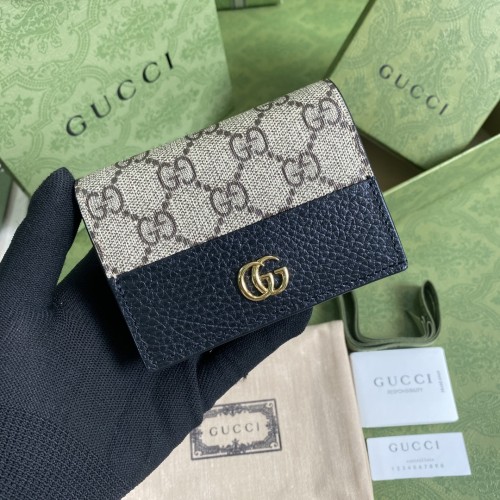 GUCCI GG Marmont Canvas Card Holder Regular Women's Gray Black 790055-AADQE-1283 size 11*3*8.5 cm