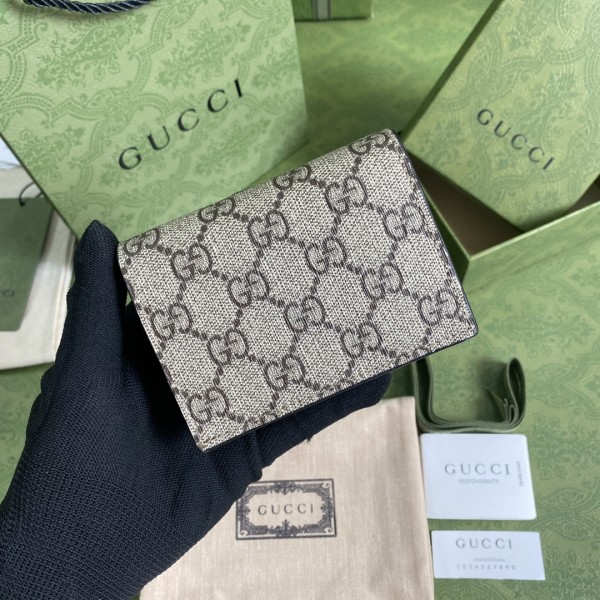 GUCCI GG Marmont Canvas Card Holder Regular Women's Gray Black 790055-AADQE-1283 size 11*3*8.5 cm