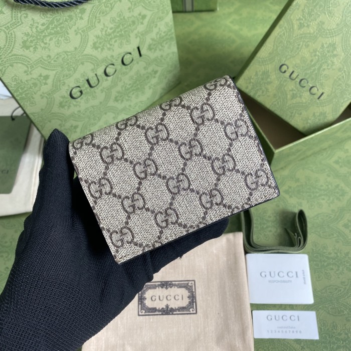 GUCCI GG Marmont Canvas Card Holder Regular Women's Gray Black 790055-AADQE-1283 size 11*3*8.5 cm