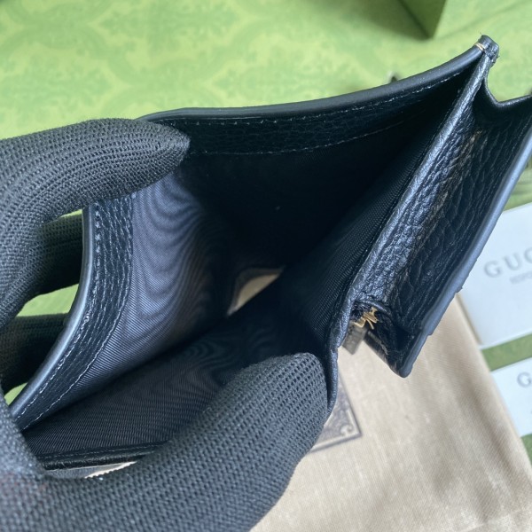 GUCCI GG Marmont Canvas Card Holder Regular Women's Gray Black 790055-AADQE-1283 size 11*3*8.5 cm