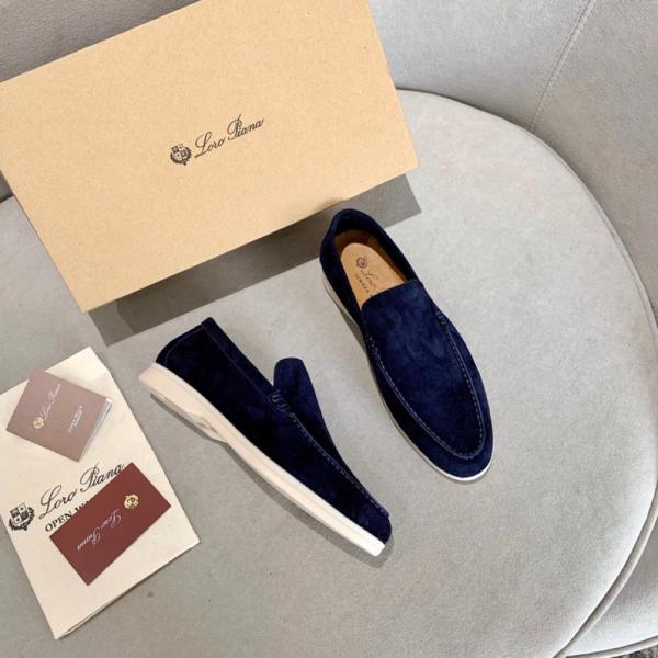Loro Piana Summer Walk Loafers Suede Navy blue