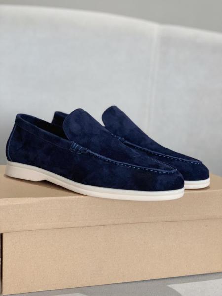 Loro Piana Summer Walk Loafers Suede Navy blue