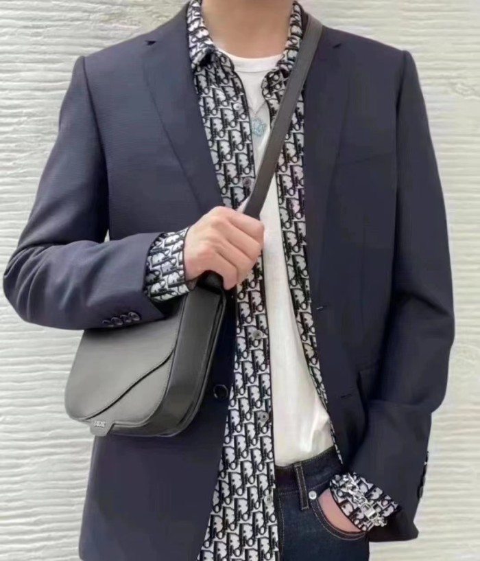 DIOR Shirt Men's Beige Marine Blue