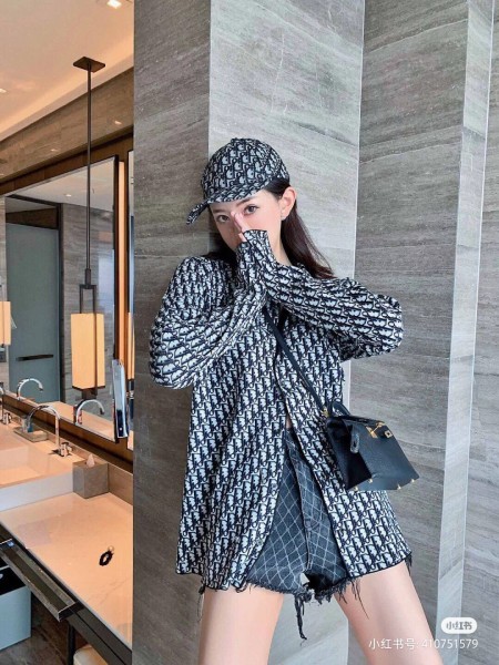 DIOR Shirt Men's Beige Marine Blue