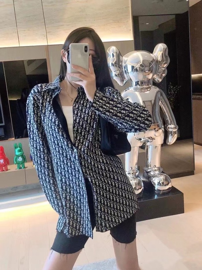 DIOR Shirt Men's Beige Marine Blue